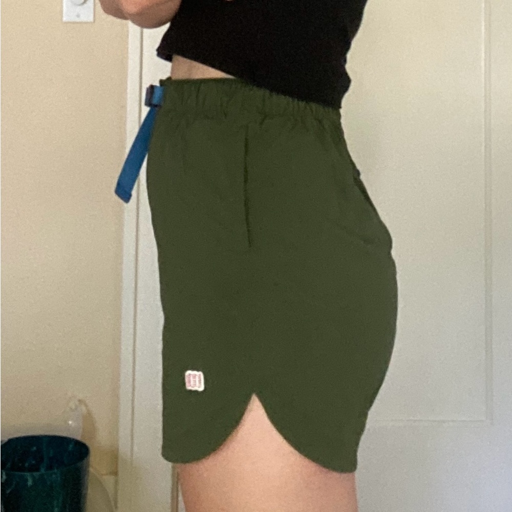 Topo Designs Dark Green Women's Athletic Shorts - Picture 2 of 4